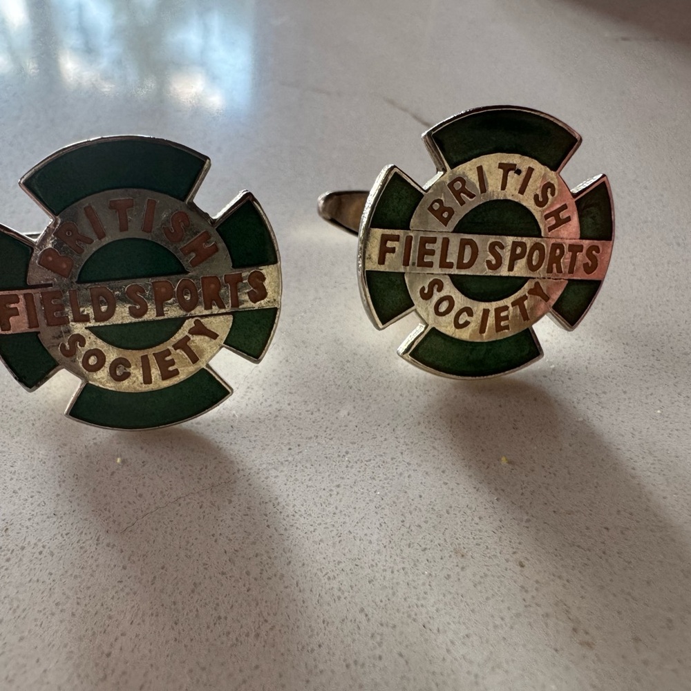 Enamel Vintage British Field Sports Society Cufflinks - Green